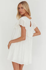 Sunshine Weekend Frill Trim Babydoll Mini Dress White