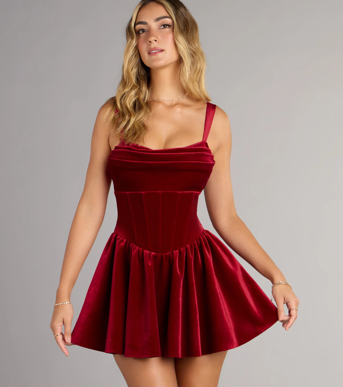 Kyla Velvet Cutout Skater Short Dress
