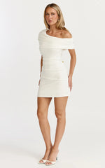 Asymmetrical Sleeve Dress in White