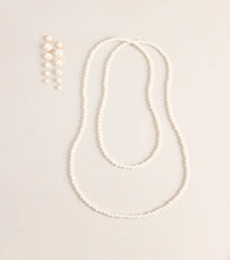 Double Take Pearl Necklace And Earring Set
