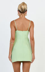 3D Floral Strappy Dress in Apple Green