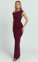 Genie Maxi Dress - Off The Shoulder Dress in Wine