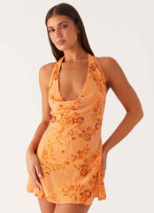 Cinzia Beaded Mini Dress - Orange