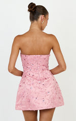 Strapless Sequin Tulip Dress in Pink